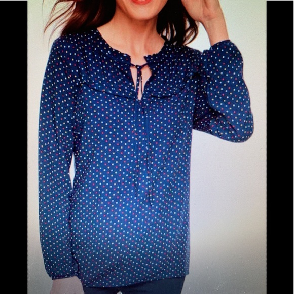 Talbots Tops - TALBOTS POLKA DOT BLOUSE SIZE SMALL NAVY/MULTI NWT